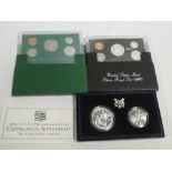 A USA 1994 silver two coin World Cup uncirculated set in original box and two United States mint