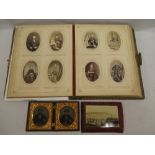 A Victorian brass mounted family photograph album containing a selection of various carte de