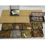 Six Guernsey 1971 boxed coin sets and a selection of various Guernsey and Jersey pennies and other