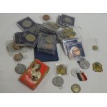 A selection of various commemorative medallions, commemorative crowns, GB coins,