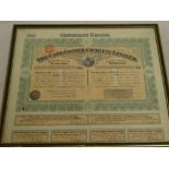 A 1908 mining share certificate for the Cape Copper Co. Ltd.