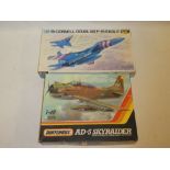 A Matchbox 1-48 aircraft kit "AD5 Skyraider" and one other aircraft kit - McDonnell Douglas (2)
