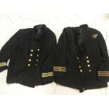 A Merchant Navy Captain's tunic with gilt buttons and Second War medal ribbons and one other