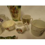 A selection of military commemorative china, mainly First War including Peace mugs, Peace vase,