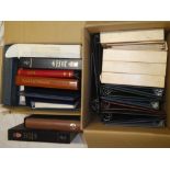 Numerous empty stamp folder albums, Royalty albums, boxed albums with pages etc.