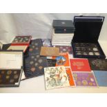 A selection of various GB coin sets, coinage sets of Great Britain and Northern Ireland, coin packs,