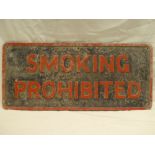 An old painted aluminium rectangular sign "Smoking Prohibited" 12" x 27"