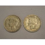 Two American 1922 silver Liberty dollars