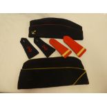 A French Marines side hat with epaulettes and one other French Officer's side hat with epaulettes