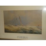 Artist Unknown - watercolour Sailing yacht at sea "Reindeer R.C.Y.C. JF Buller Esq.