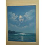 Keith English - oil on canvas Cornish coastal scene with mystical female figure,