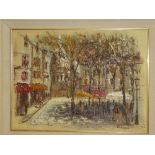 John Bampfield - oil on canvas Continental square with numerous figures, signed,