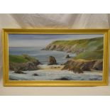 Lester Atack - oil on canvas Cornish coastal scene with gulls, signed,