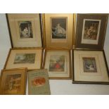 A selection of 7 various 19th century Baxter prints and similar prints depicting figures,