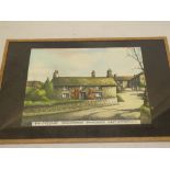 A Cornish coloured print reversed on glass "The Cottage, Tregonebris, Sancreed,