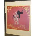 A coloured Zandra Rhodes artist's proof poster print,