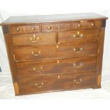 A 19th century mahogany chest of three small drawers above two short drawers and three long drawers