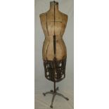 An unusual fabric and metal dressmaker's dummy by "The Adjustable Dress Form Company of Canada -