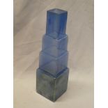 A Kosta Boda blue tinted glass stepped vase,