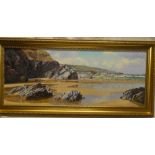 Nancy Bailey - oil on canvas "Crantock Cliffs", signed, inscribed to verso,