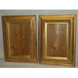 A pair of small old gilt rectangular picture frames 14" x 10" overall