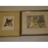 Barbara Groves - watercolour "Tabby Cat", signed, labelled to verso,