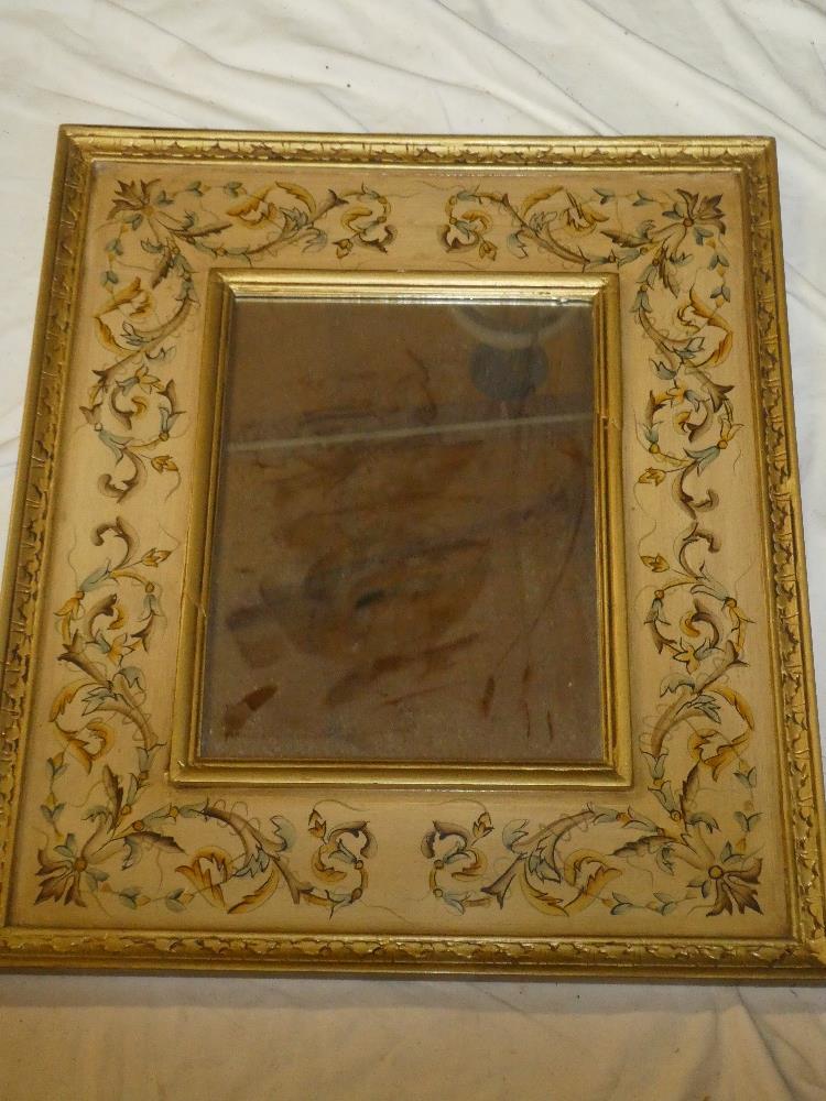 A good quality rectangular wall mirror in floral painted rectangular frame 27" x 23" overall