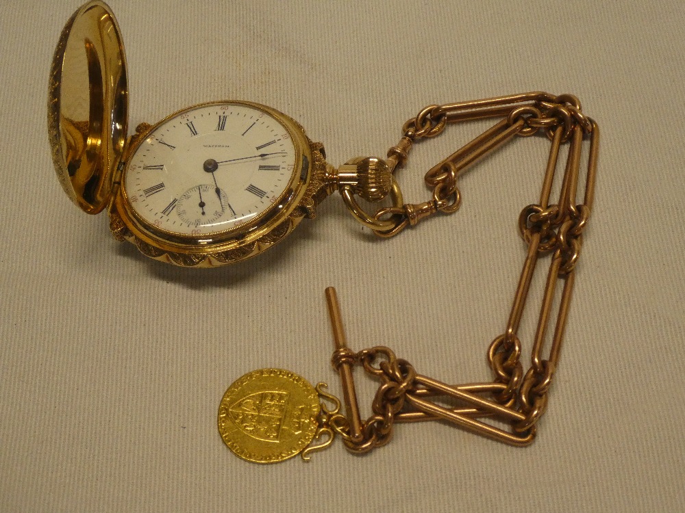 A gentleman's 14ct gold pocket watch by Waltham,