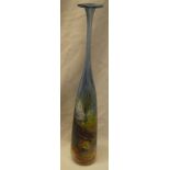An unusual art glass tapered spill vase with multi-coloured decoration,