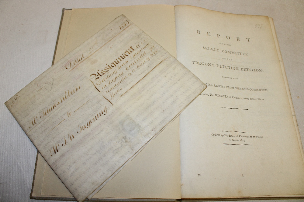 A bound volume of the report from the Select Committee on the Tregony Election Petition 1813 and an