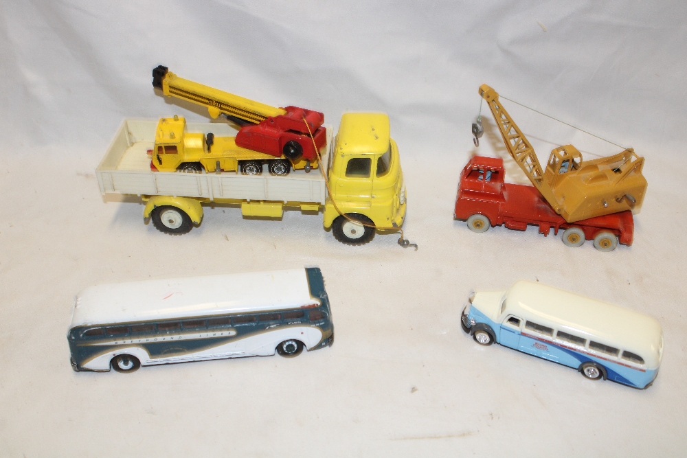 A Dinky Supertoys 20 ton Lorry Mounted Crane, Corgi Greyhound Coach,