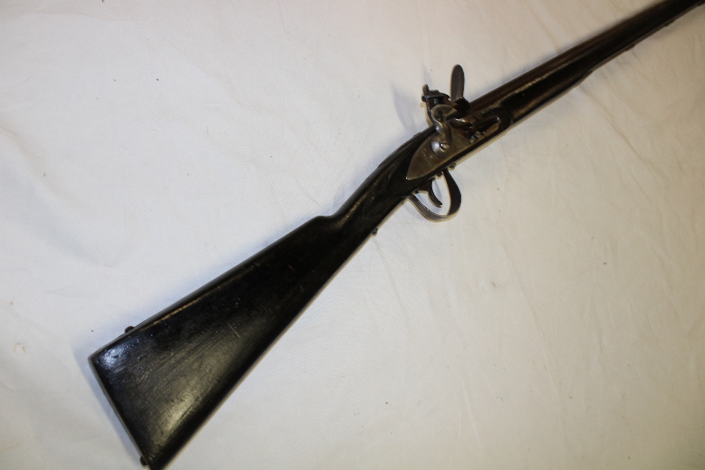 A 19th century flintlock trade gun with 44½" steel barrel, - Image 3 of 4