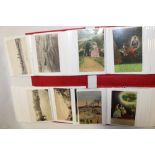 Two albums of various black and white and coloured postcards - First War greetings cards, humorous,