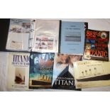 A selection of Titanic related volumes including Titanic - Triumph and Tragedy;