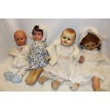 Four various composition dolls including Raynal, FDC etc.