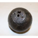 A 19th century iron spherical inert hand grenade,