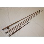 An old bamboo fly fishing rod with brass reel and a greenheart fly fishing rod (2)