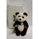 A modern Steiff panda bear in original box