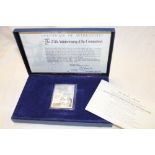 A 1978 sterling silver commemorative stamp ingot,