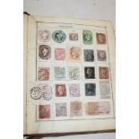 An old album of GB and World stamps, mainly 19th century including 1d black, 2d blue,