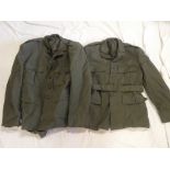Two Royal Marine's lovat green double-breasted tunics with buttons