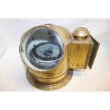 A ship's binnacle compass by Cassens & Plath in brass arched binnacle housing with oil fitment 9½"