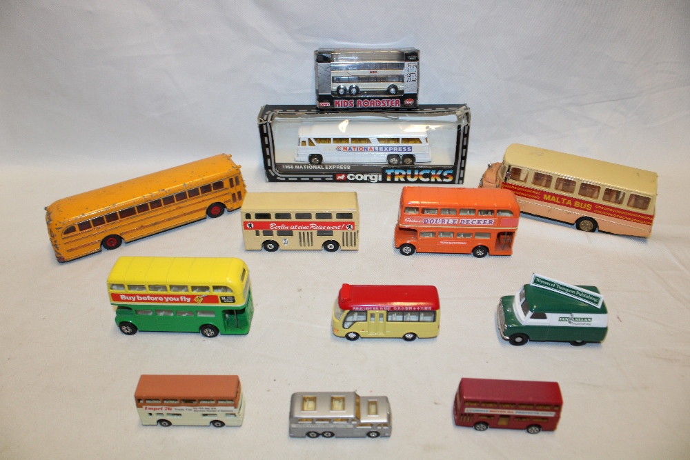 Eleven various diecast buses including Malta bus, Dinky and others etc.