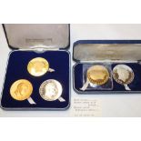 Two cased sets of 1970 Commonwealth Games commemorative coins including a cased set of three silver
