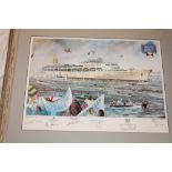 A Falkland Islands War coloured print depicting the SS Canberra "Britannia Rules" after Christopher