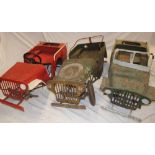 Three 1950's Tri-ang Jeep pedal cars,