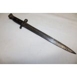 An 1888 pattern Lee Metford bayonet with double edged steel blade