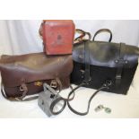 British Rail engine driver's bag, British Railway signal case, one other British Rail bag,