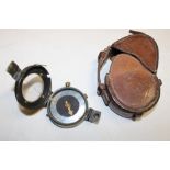 A First War Officer's trench compass dated 1917 in leather case by T French & Son Limited London