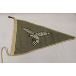 A Second War German embroidered cotton Luftwaffe pennant